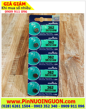 COMBO 01 vỉ 5viên Pin đồng hồ 1.55v Silver Oxide MuRata SR721SW (Pin 362) chính hãng _Giá 89.000/Vỉ